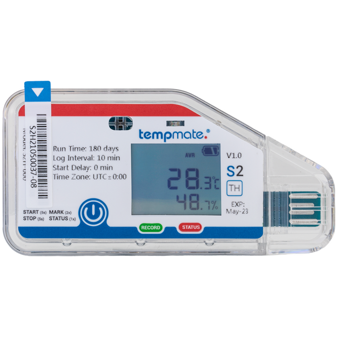 tempmate-S2-TH Single Use Temperature and Humidity Data Logger